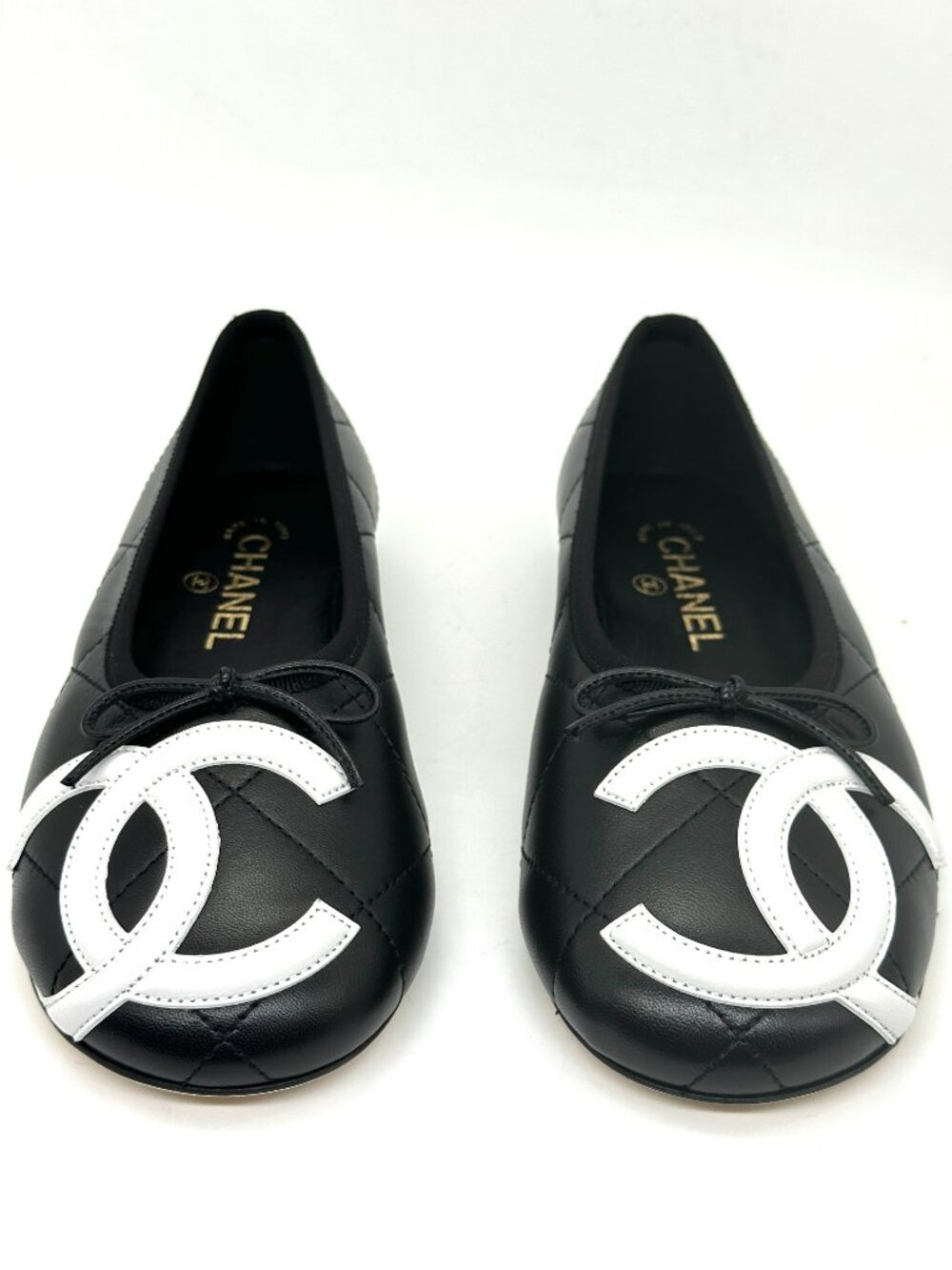 CHANEL 26M Coco Beach Lambskin Leather CC Cambon Bow Ballerina Ballet Flats - Picture 7 of 15